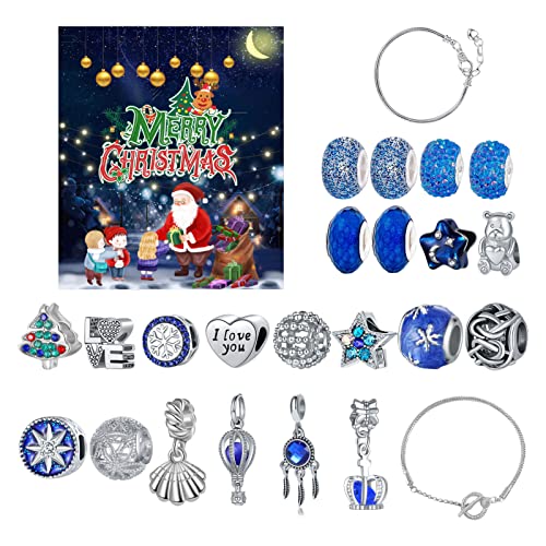 Charm-Armbandherstellungs-Set, Adventskalender für Mädchen, Schmuck-Armbandherstellungs-Set, kreatives Anhängerarmband, Halskette, Kalender-Set Geruwam von Geruwam