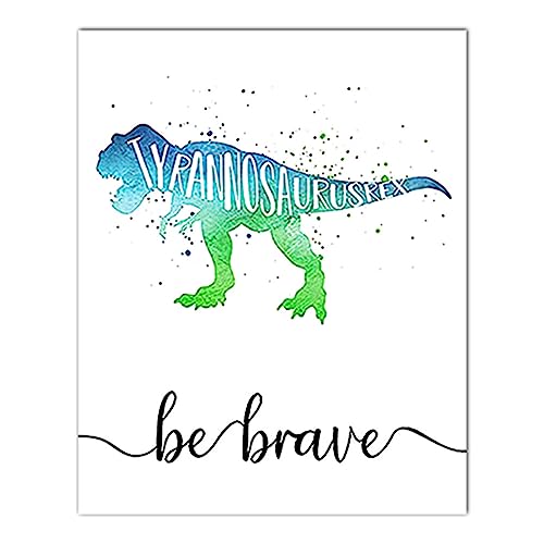 Geruwam Dinosaurier-Wandkunst, Aquarell-Dino-Wanddekordrucke, 20,3 x 25,4 cm, motivierende Worte, Raumdekoration, inspirierende Zitate für Klassenzimmer, Kinderzimmer von Geruwam