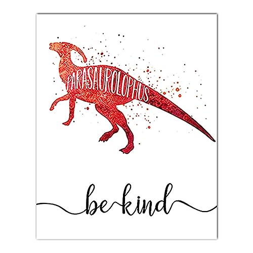 Geruwam Dinosaurier-Wandkunst, Dinosaurier-Aquarell-Poster, Wandkunstdrucke – inspirierende Zitate, motivierende Wörter, 20,3 x 25,4 cm, Raumdekoration für Kinderzimmer, Schlafzimmer, Wand von Geruwam