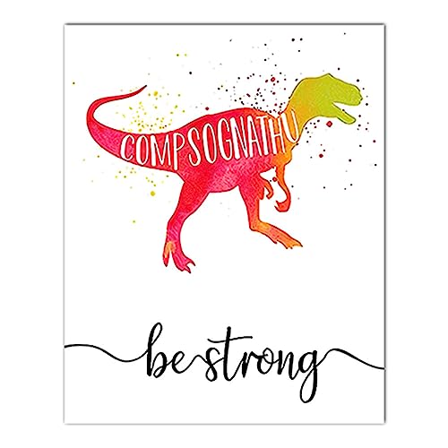 Geruwam Dinosaurier-Wandkunst – Aquarell-Dino-Wanddekordrucke, motivierende Zitate, 20,3 x 25,4 cm, Aquarellbilder, Dekorationen für Zimmer, Klassenzimmer, Kinderzimmer von Geruwam