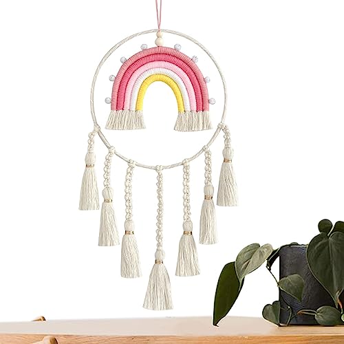 Geruwam Makramee-Wand – gewebte Wand Pediment Regenbogen – dekorative Boho-Kunst für Wohnzimmer, Schlafzimmer, Baby, Kinderzimmer, Dekoration, Einweihungsfeier von Geruwam