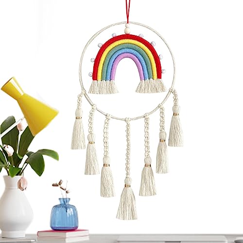 Geruwam Makramee-Wanddekoration, handgewebter Regenbogen-Wandgiebel, moderne Boho-Wandkunst für Wohnzimmer, Schlafzimmer, Baby, Kinderzimmer, Wohnheim, Heimdekoration von Geruwam