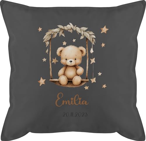 Kissen 50x50 - Süßer Bär Bären Geschenk mit Name - 50 x 50 cm - Grau - personalisierte Kinder und Bear bärchen füllung Kind personalisiertes bärenmotiv Teddy Geschenke von Geschenk mit Namen personalisiert by Shirtracer