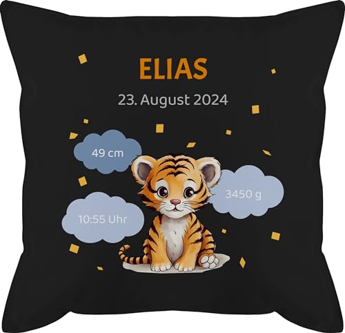 Kissen 50x50 - Zur - Geschenk Geburtsdaten Geschenke Geburt Daten - 50 x 50 cm - Schwarz - personalisiertes geburtskissen neugeboren füllung Baby Kissen+Geburt personalisierter neugeborenes von Geschenk mit Namen personalisiert by Shirtracer