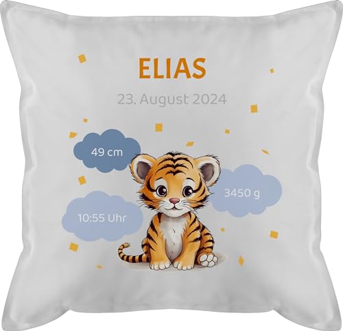 Kissen 50x50 - Zur - Geschenk Geburtsdaten Geschenke Geburt Daten - 50 x 50 cm - Weiß - babygeschenke geburtskissen personalisierte Baby Kissenbezug für Neugeborene Geburtsgeschenk kopfkissen von Geschenk mit Namen personalisiert by Shirtracer