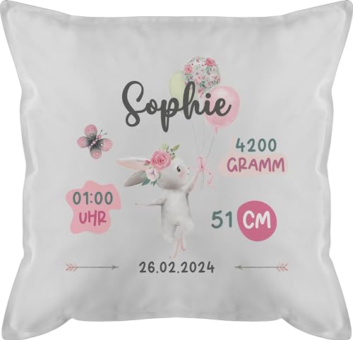 Kissen 50x50 - Zur - Geburtsgeschenk Maß Gewicht Geburt - 50 x 50 cm - Weiß - Baby geburtskissen neugeboren Daten Cushions personalisiertes für Neugeborene personalisierter neugeborenes von Geschenk mit Namen personalisiert by Shirtracer