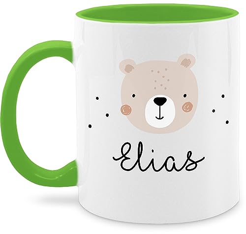 Tasse Tassen 325ml - Süßer Heller Bär Bärenmotiv Bären Bear - 325 ml - Hellgrün - name bären-tasse teddy bärchen personalisierte und geschenke kind von Geschenk mit Namen personalisiert by Shirtracer