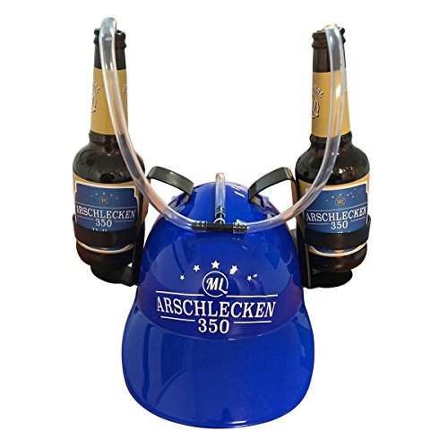 Trinkhelm Bierhelm Saufhelm Arschlecken350 von Sepp Bumsinger, Royalblau von Geschenkbox