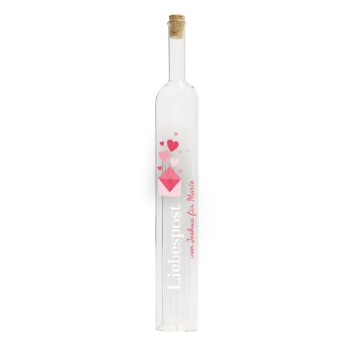 Hohlraumflasche mit Personalisierung | Liebespost | Verpackung für Geldgeschenk zur Hochzeit | Flasche mit befüllbarem Hohlraum für Geldscheine und Gutscheine für das Brautpaar | Hochzeitsgeschenk von Geschenke 24