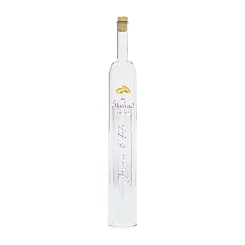 Hohlraumflasche mit Personalisierung | Ringe | Verpackung für Geldgeschenk zur Hochzeit | Flasche mit befüllbarem Hohlraum für Geldscheine und Gutscheine für das Brautpaar | Hochzeitsgeschenk von Geschenke 24