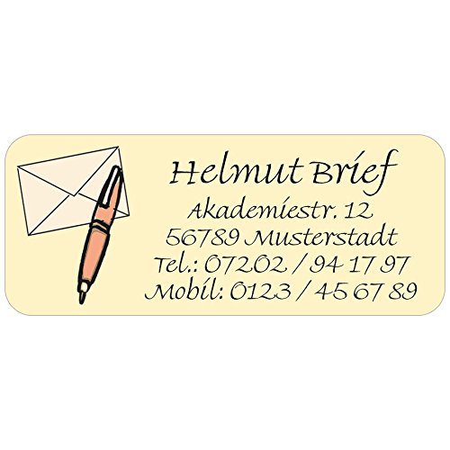 Adress-Etiketten - Adress-Aufkleber "Brief" mit Ihrem Wunschtext, 160 Stück, ca. 56 x 23 mm, für 1 bis 5 Zeilen Text von Geschenke mit Namen