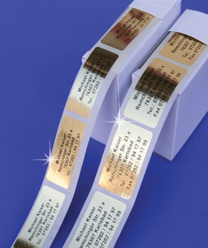 Edle Goldfolie-Etiketten Maxi mit Ihrem Wunschtext, 200 Stück, ca. 52 x 26 mm groß, für bis zu 7 Zeilen Text - SEHR EDEL UND HOCHWERTIG von Geschenke mit Namen