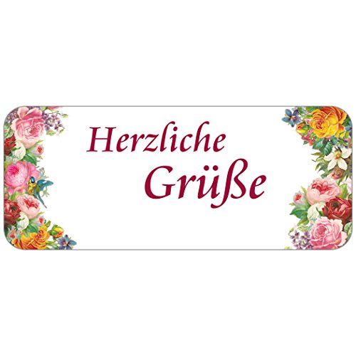 Geschenke mit Namen 1421 Etiketten"Blumenmeer" mit Aufdruck: Herzliche Grüße zum Verschönern Ihrer Briefe, Pakete und Geschenke, 160 Stück, circa 56 x 23 mm, rosa von Geschenke mit Namen