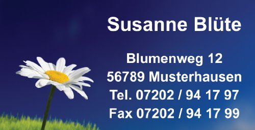 Visitenkarten "Blume" mit Ihrer kompletten Adresse, 54 Stück, ca. 88 x 45 mm von Geschenke mit Namen