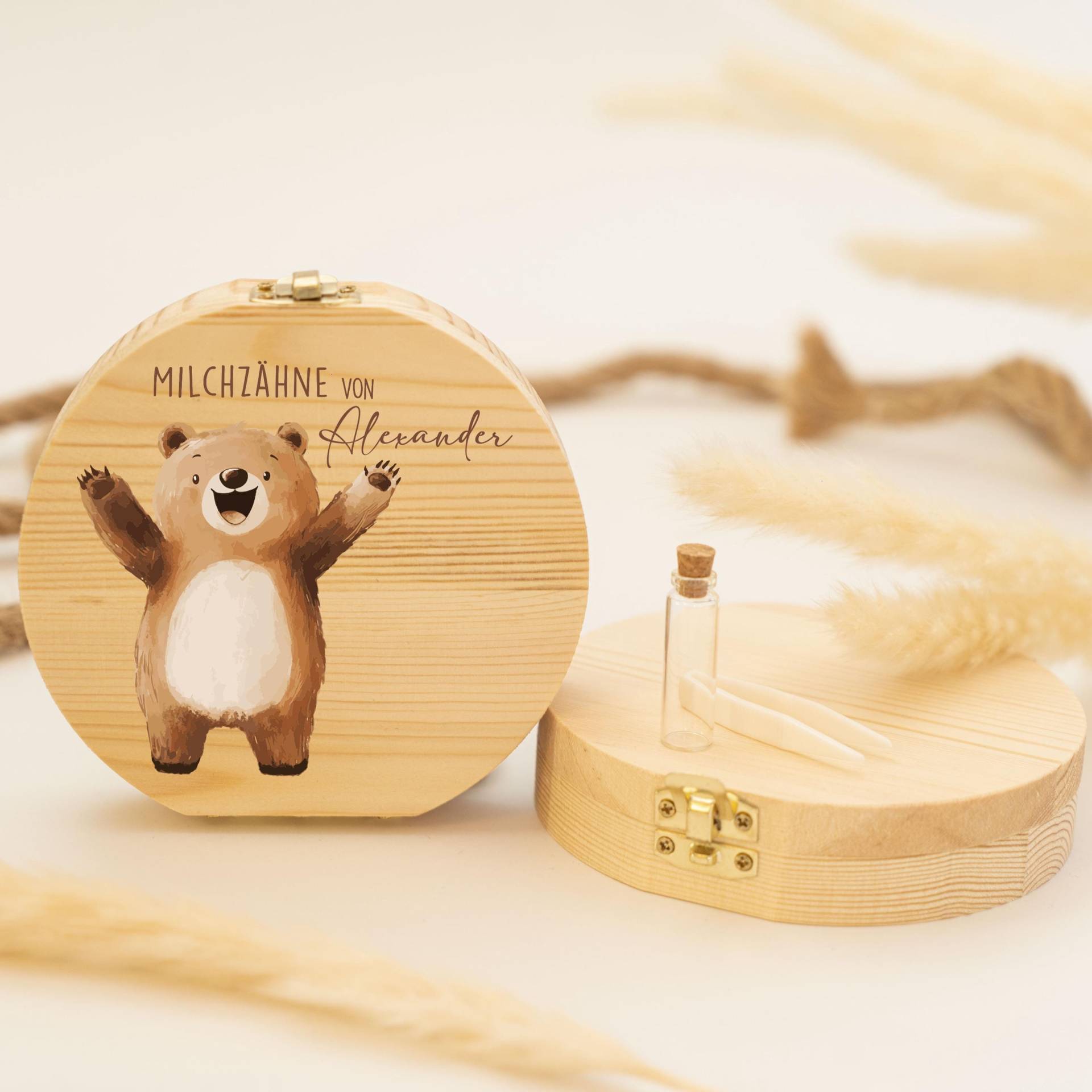 Personalisierte Zahndose Mit Bärenmotiv | Holz Erinnerungsbox Für Milchzähne Geschenk Zur Taufe & Geburt, Milchzähne, Zahnfee von GeschenkeFabrikShop