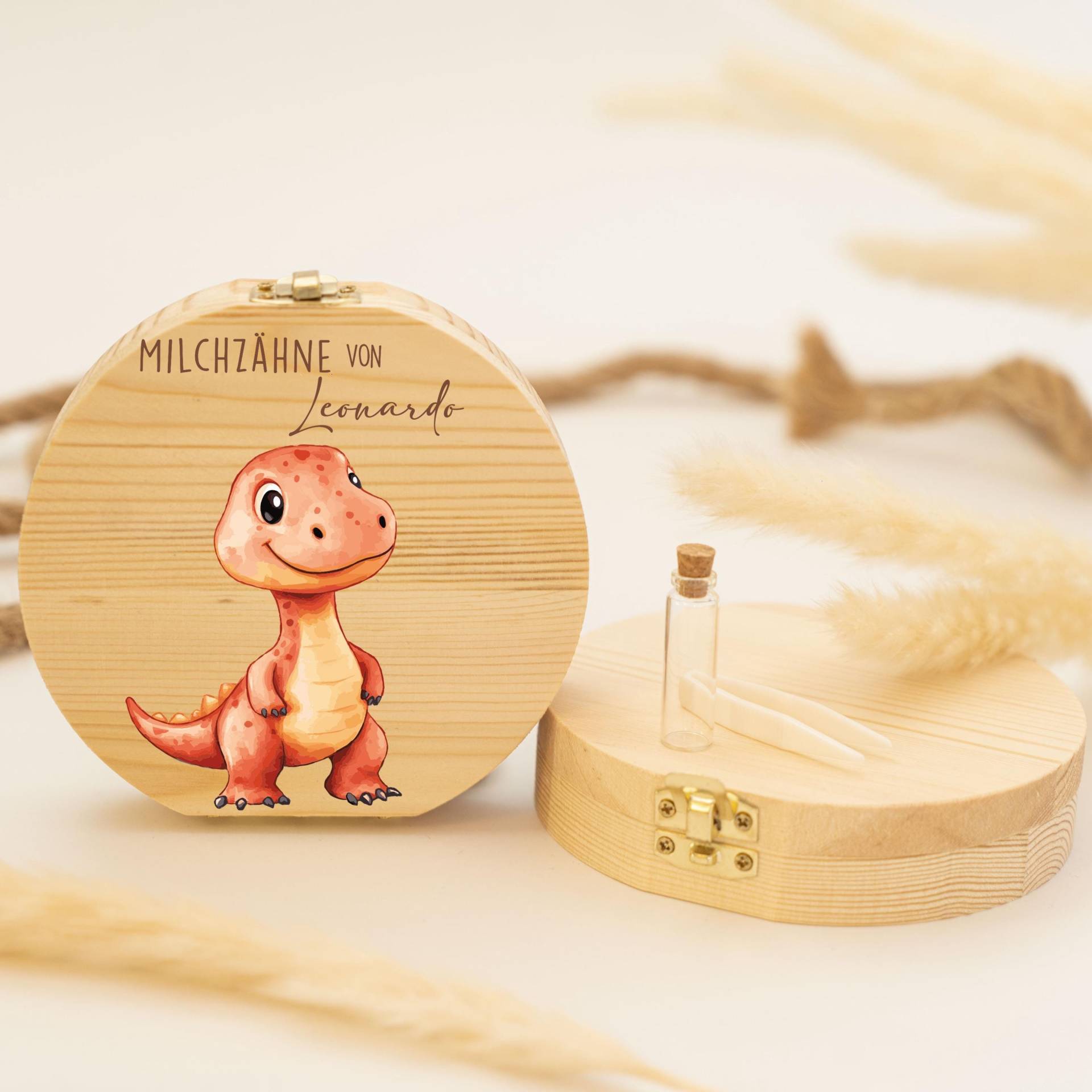 Personalisierte Zahndose Mit Dino-Motiv | Holz Erinnerungsbox Für Milchzähne Geschenk Zur Taufe & Geburt, Milchzähne, Zahnfee von GeschenkeFabrikShop