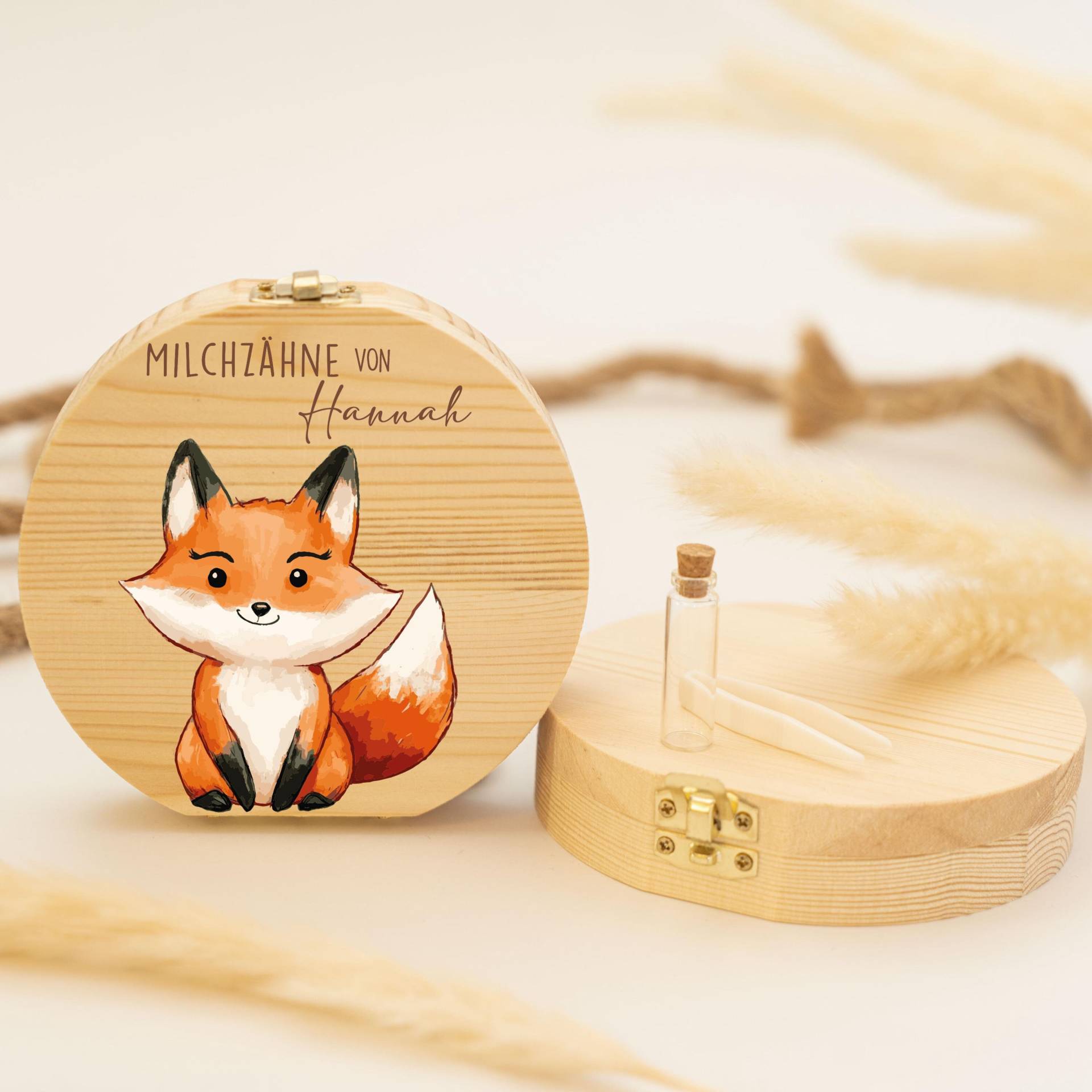 Personalisierte Zahndose Mit Fuchsmotiv | Holz Erinnerungsbox Für Milchzähne Geschenk Zur Taufe & Geburt, Milchzähne, Zahnfee von GeschenkeFabrikShop