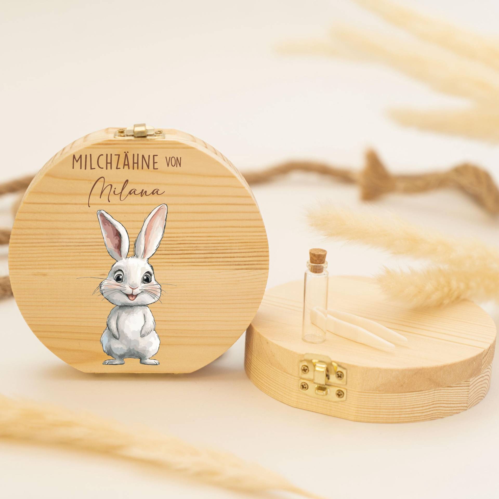 Personalisierte Zahndose Mit Hasenmotiv | Holz Erinnerungsbox Für Milchzähne Geschenk Zur Taufe & Geburt, Milchzähne, Zahnfee von GeschenkeFabrikShop