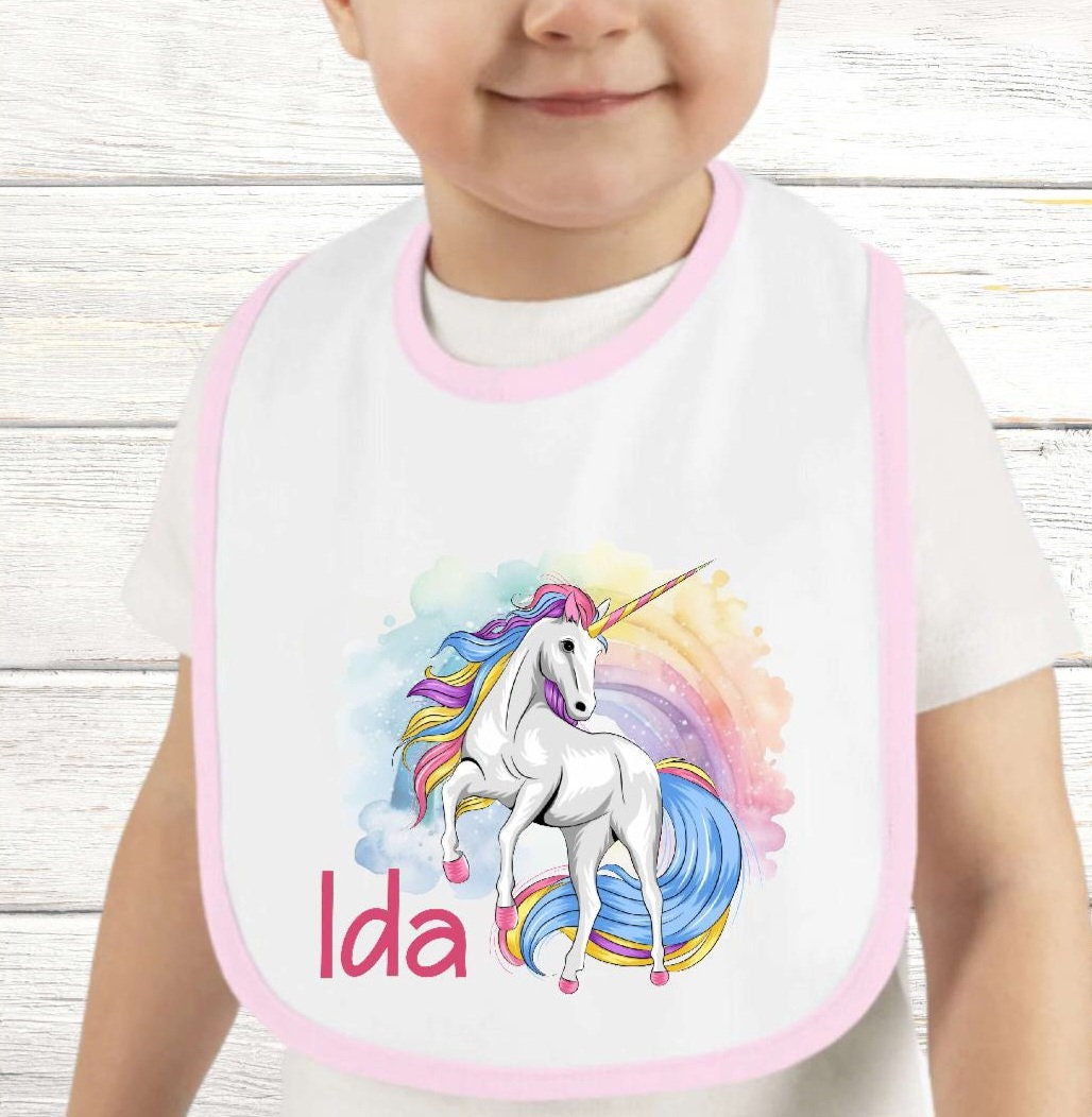 Baby Lätzchen Personalisiert Einhorn Mit Name Mädchen Sabberlatz Latz Geschenk Geburt Taufe von Geschenkelaedchen