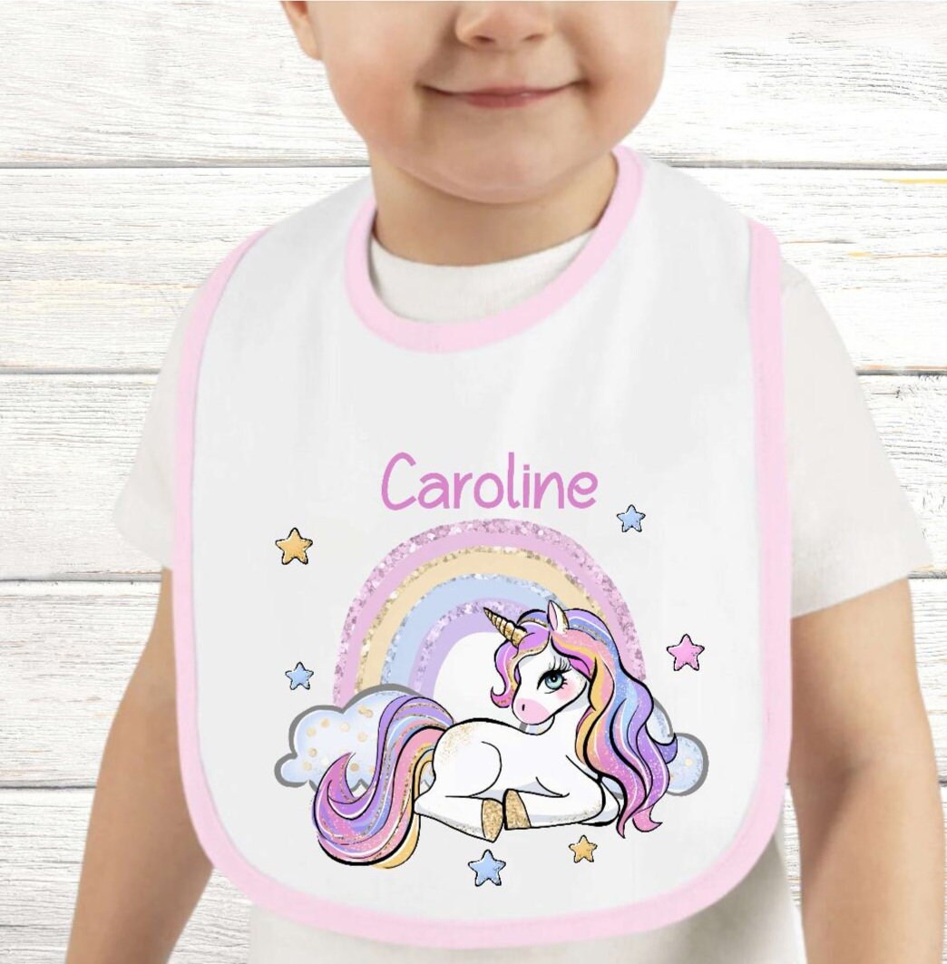 Baby Lätzchen Personalisiert Einhorn Mit Name Mädchen Sabberlatz Latz Geschenk Geburt Taufe von Geschenkelaedchen