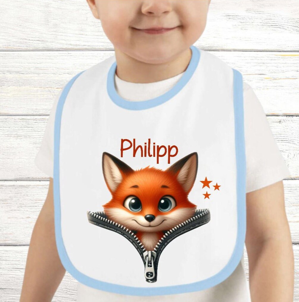 Baby Lätzchen Personalisiert Fuchs Mit Name Junge Sabberlatz Latz Geschenk Geburt Taufe von Geschenkelaedchen