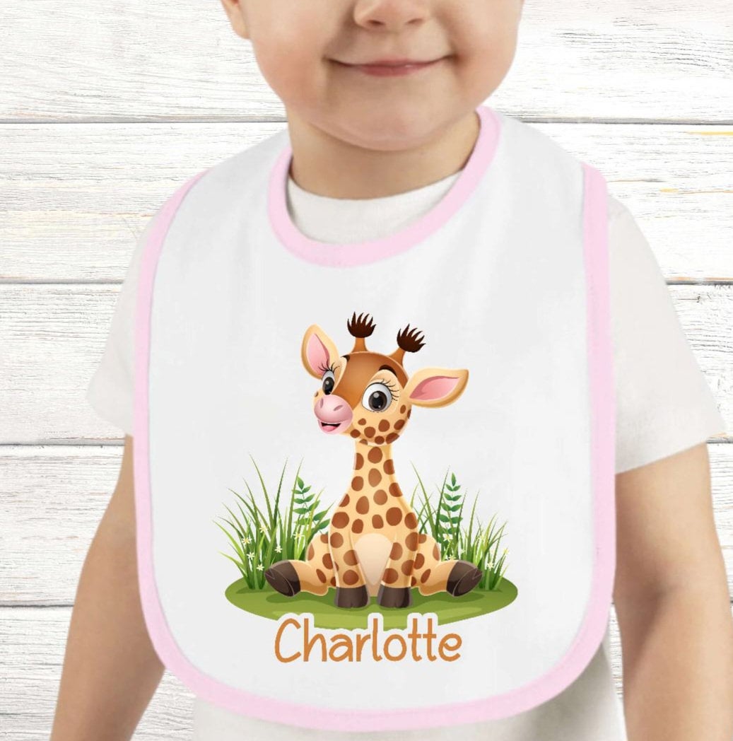 Baby Lätzchen Personalisiert Giraffe Mit Name Mädchen Sabberlatz Latz Geschenk Geburt Taufe von Geschenkelaedchen