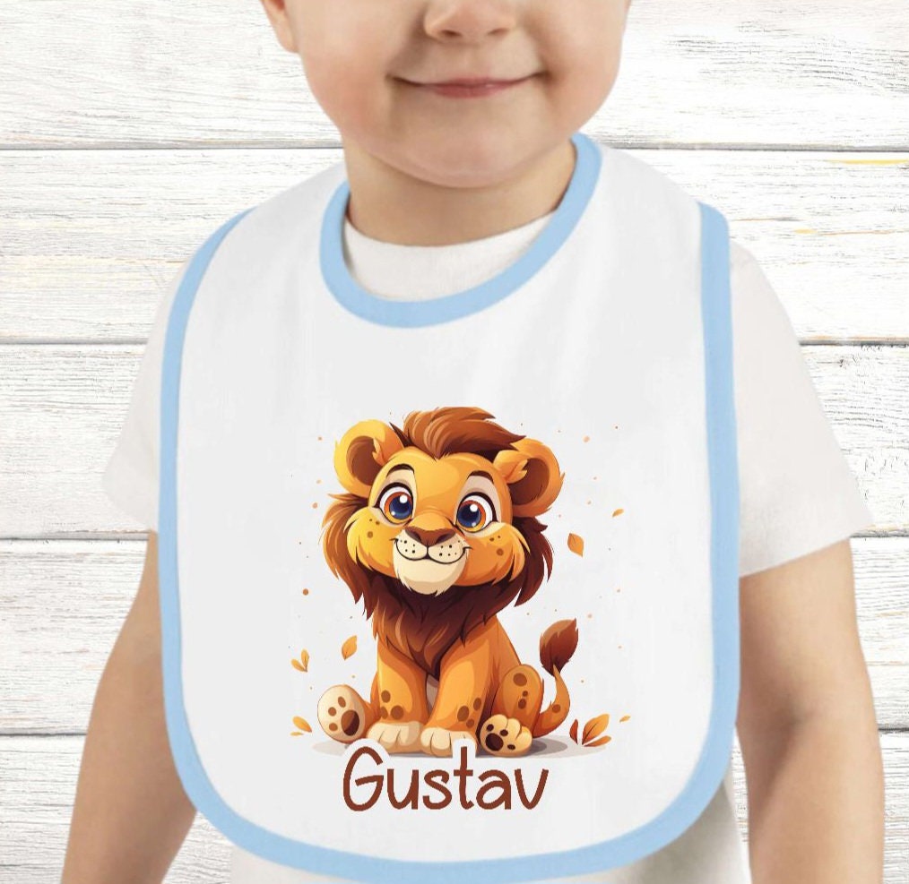 Baby Lätzchen Personalisiert Löwe Pferd Mit Name Junge Sabberlatz Latz Geschenk Geburt Taufe von Geschenkelaedchen