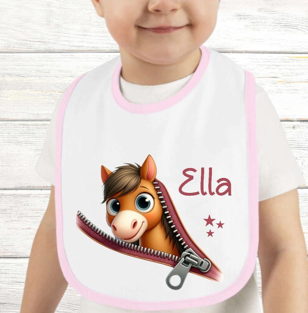 Baby Lätzchen Personalisiert Pferd Mit Name Mädchen Sabberlatz Latz Geschenk Geburt Taufe von Geschenkelaedchen