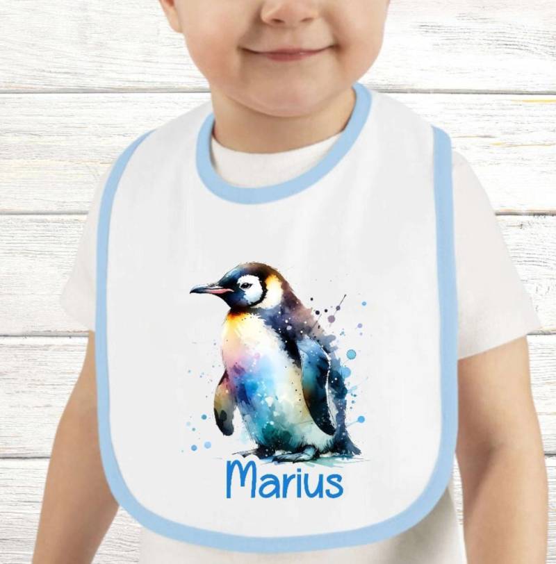 Baby Lätzchen Personalisiert Pinguin Mit Name Junge Sabberlatz Latz Geschenk Geburt Taufe von Geschenkelaedchen