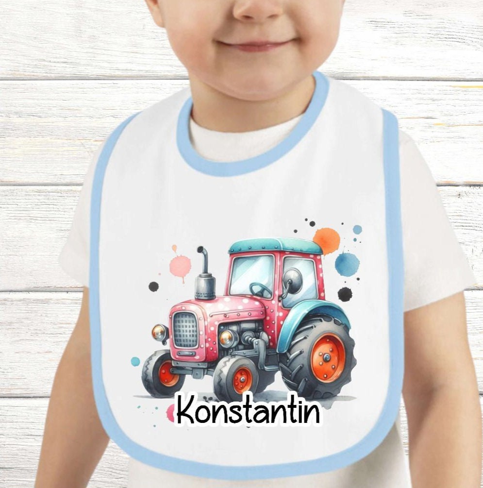 Baby Lätzchen Personalisiert Traktor Mit Name Sabberlatz Latz Geschenk Geburt Taufe von Geschenkelaedchen