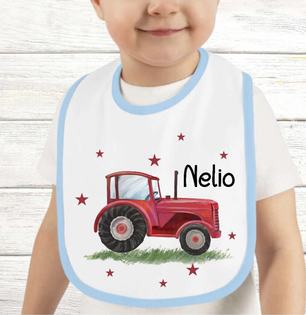 Baby Lätzchen Personalisiert Traktor Mit Name Sabberlatz Latz Geschenk Geburt Taufe von Geschenkelaedchen