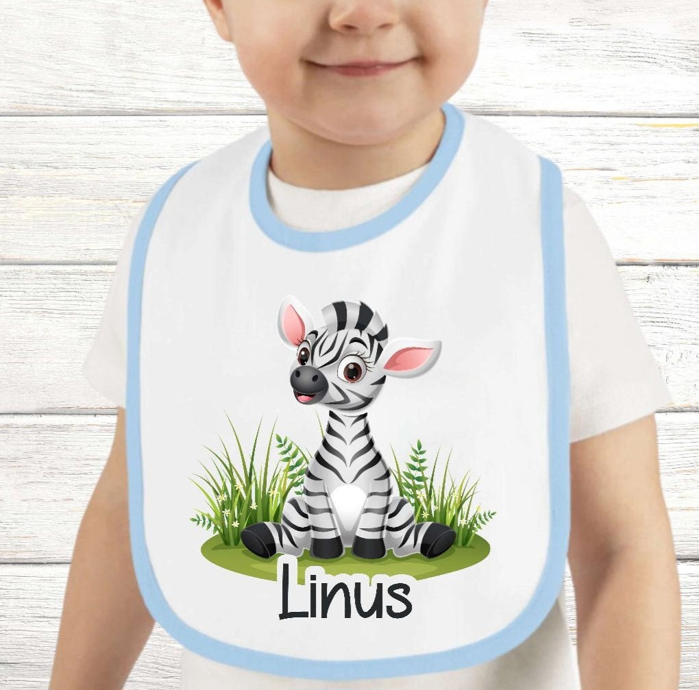 Baby Lätzchen Personalisiert Zebra Mit Name Junge Sabberlatz Latz Geschenk Geburt Taufe von Geschenkelaedchen