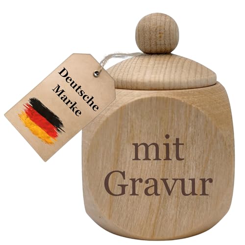 Holzdose mit Deckel und Gravur - mit Name, Datum, Motiv möglich - Holz Geschenk als Zahndose, Lockenschachtel, Milchzahndose für Kinder und Tiere von Geschenkissimo