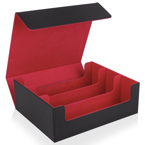 Gesserit Kartenetui Organizer für Sammelkarten, 1800+ PU Leder Kartenetui-Aufbewahrungsbox mit Magnetverschluss für MTG, TCG, Yugioh, Sportkarten, Schwarz und Rot von Gesserit