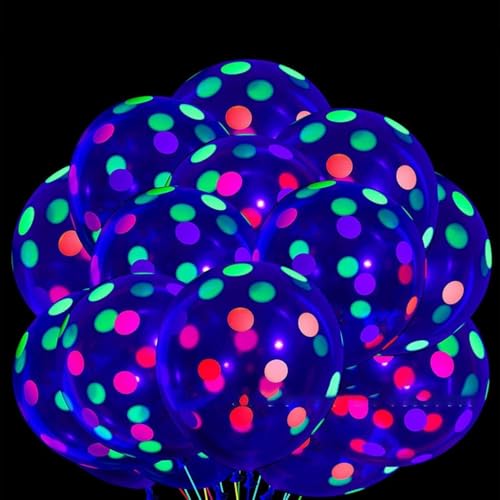 Blacklight Reactive Print Clear Latex Balloons 10 Pack with Neon Stars (M-Punkte) von Getdoublerich