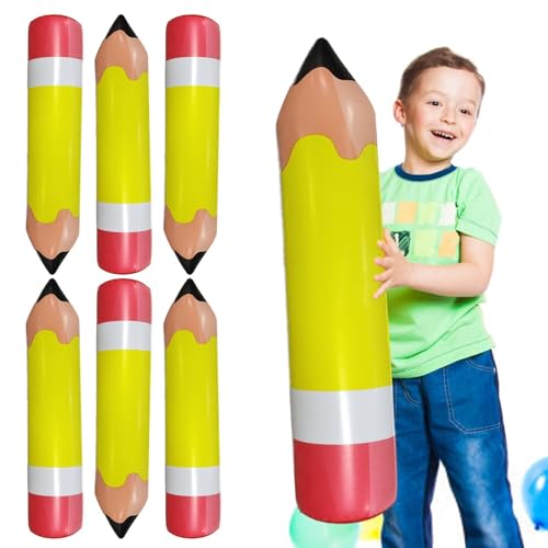 Aufblasbarer Bleistift Partygeschenk | 6 Stück Große Aufblasbare Bleistift Ballons | Partyballons Für Kinder | Große Aufblasbare Bleistifte Für Klassenzimmer Dekoration, Geburtstags von Geteawily