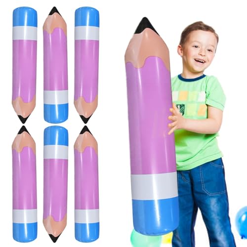 Aufblasbarer Bleistift Partygeschenk | 6 Stück Große Aufblasbare Bleistift Ballons | Partyballons Für Kinder | Große Aufblasbare Bleistifte Für Klassenzimmer Dekoration, Geburtstags von Geteawily