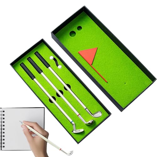 Geteawily Bürospiel mit Golfstift, Golf-Kugelschreiber-Set | Cooles Schreibtischspielzeug-Dekor | Drei Arten von Tinte für Vatertag, Bürospiele mit Bällen und Flagge für von Geteawily