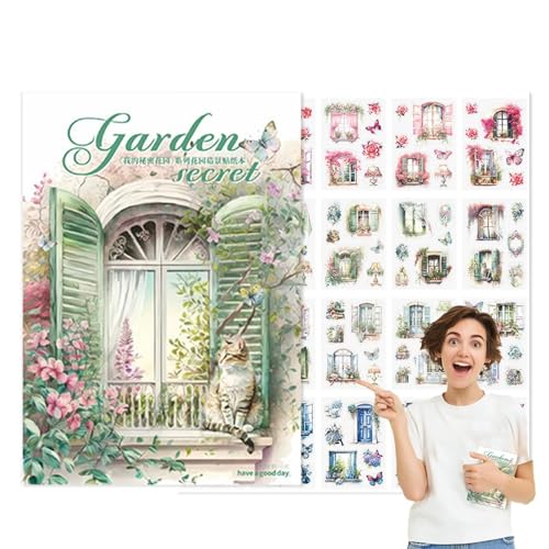 Geteawily Garten-Aufkleber für Scrapbooking, Garten-Journaling-Aufkleber,20-Blatt-Aufkleberpaket für Scrapbook-Buch | Blumen Garten dekorative ästhetische Aufkleber für Scrapbooking, Handwerk, von Geteawily