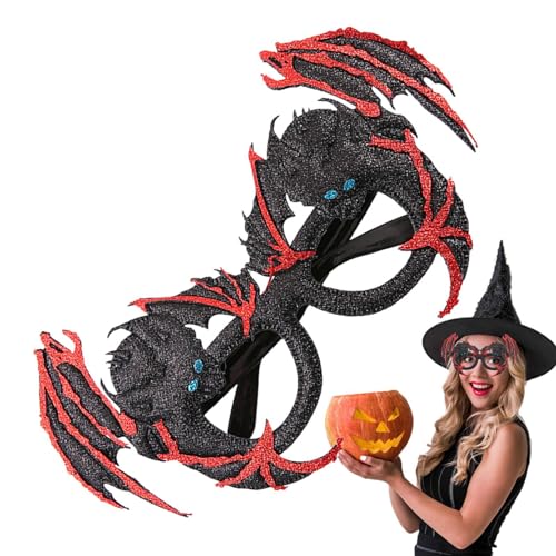 Geteawily Halloween-Brillenfassungen,Halloween-Brillen für Erwachsene,Lustige Halloween-Kostümbrille im Fledermaus-Design - Einzigartige, leichte, kreative Halloween-Fledermausbrille für von Geteawily