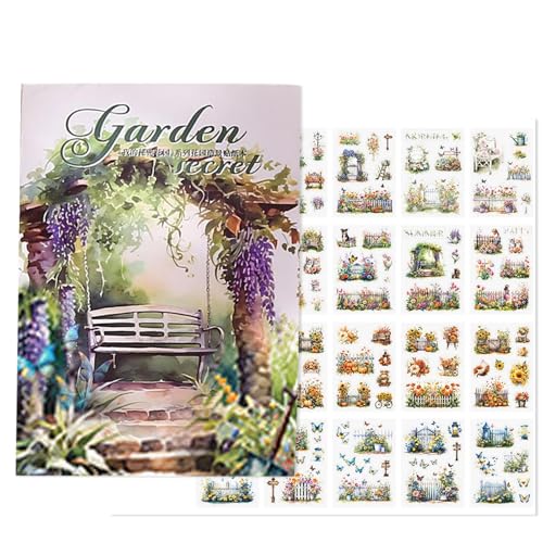 Geteawily Journal-Sticker-Buch, Scrapbook-Sticker-Pack | 20 Blatt Gartenblumen-Aufkleber - Blumen Garten dekorative ästhetische Aufkleber für Scrapbooking, Handwerk, Notizbuch von Geteawily