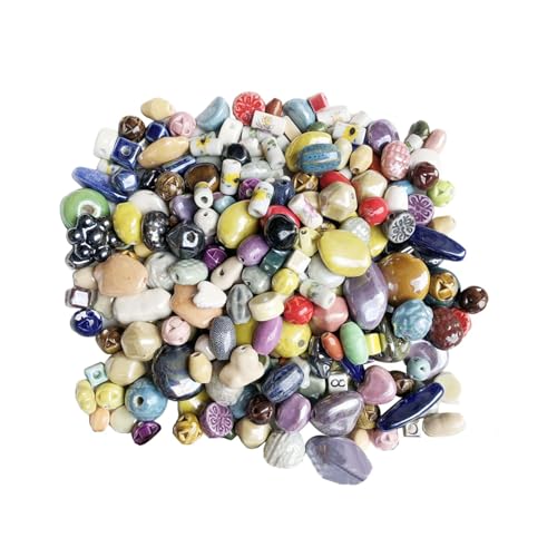 Geteawily Keramikperlen, Bastelperlen, buntes Perlen-Set, Kugel, Armbänder, Perlen, handgefertigt, Porzellan, große Feengarten-Perlen, lose Abstandshalter von Geteawily