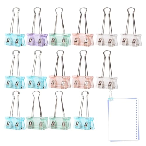 Geteawily Papierbinder-Clips, Binder-Clip-Set - Transparente faltbare Büroklammern - Niedliche, verschleißfeste Papierklammern, tragbare Heftklammern für Schule, Arbeit, Studium, Klassenzimmer von Geteawily