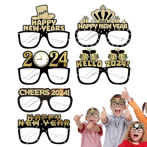 Geteawily Partyhüte mit Aufschrift "Happy New Year", stilvolle Neujahrshüte, Kostüm-Brille – -Dekorationen für Tag, , Strandparty, Neujahrstreffen von Geteawily