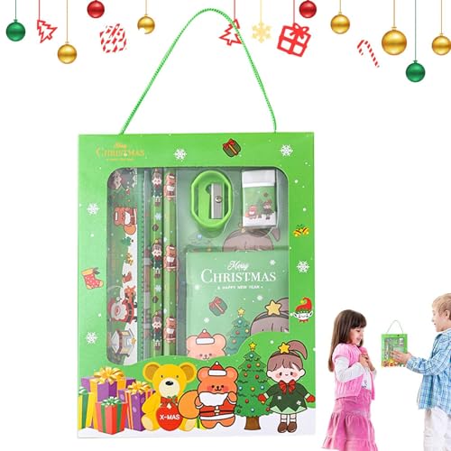 Geteawily Weihnachts-Schreibwaren-Set für die Schule, Weihnachts-Schreibwaren-Sets für Kinder - Studenten-Set mit 6 niedlichen Weihnachtsbriefpapieren,Mehrfarbige Weihnachtsgeschenke für die Schule, von Geteawily