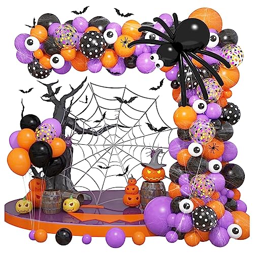 Halloween-Ballonbogen | 153-teiliges Latex-Ballonbogen-Set – buntes, stabiles dekoratives Party-Ballon-Set für Weihnachten, Halloween, Geburtstag, Neujahr, Babyparty Geteawily von Geteawily