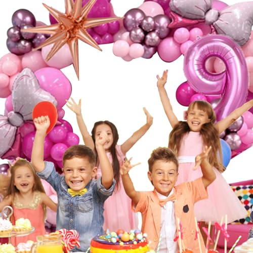 Pinkes Latexballon-Set, rosa Luftballons, Partyzubehör, Ballonbogen-Set, schöne rosa Metall-Latex-Luftballons, Schleife, Zahlenhintergrund für Babyparty Geteawily von Geteawily