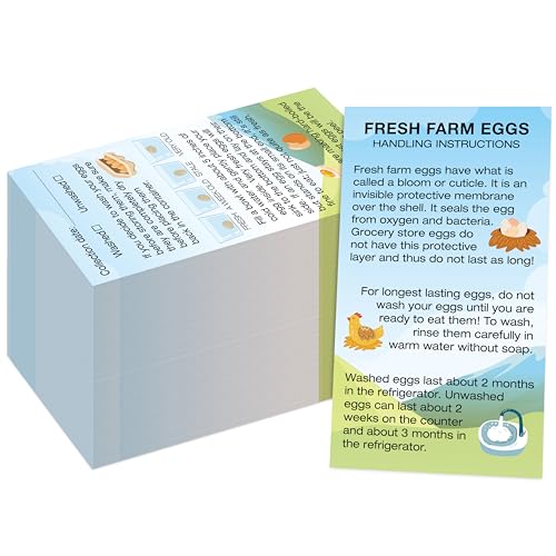 200 Stück Eierhandhabungsanleitungskarten, doppelseitiger Druck von Eierstempeln mit gewaschenen/ungewaschenen frischen Eierpflegezubehör, Kartenetiketten für frische Eier (8,9 x 5,1 cm, rustikaler von Gethelud