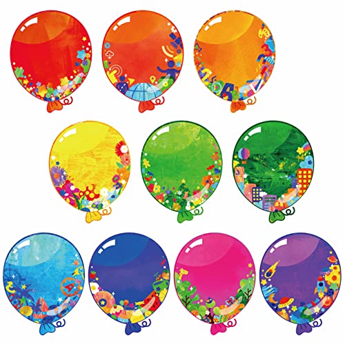 50 Stück Ballon-Ausschnitte, bunte Ballon-Akzente, Ausschnitte, Pinnwand, Klassenzimmer-Dekoration in 10 Designs, DIY-Bastelprojekt, Partyzubehör für Kinder, Lehrer, Schüler, Schulanfang, 14 x 11.5cm von Gethelud