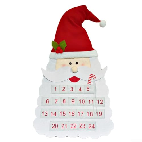 Adventskalender mit Weihnachtsmann-Motiv, Filz, dekorativer Countdown bis Weihnachten für jeden Raum (A) von Gettimore